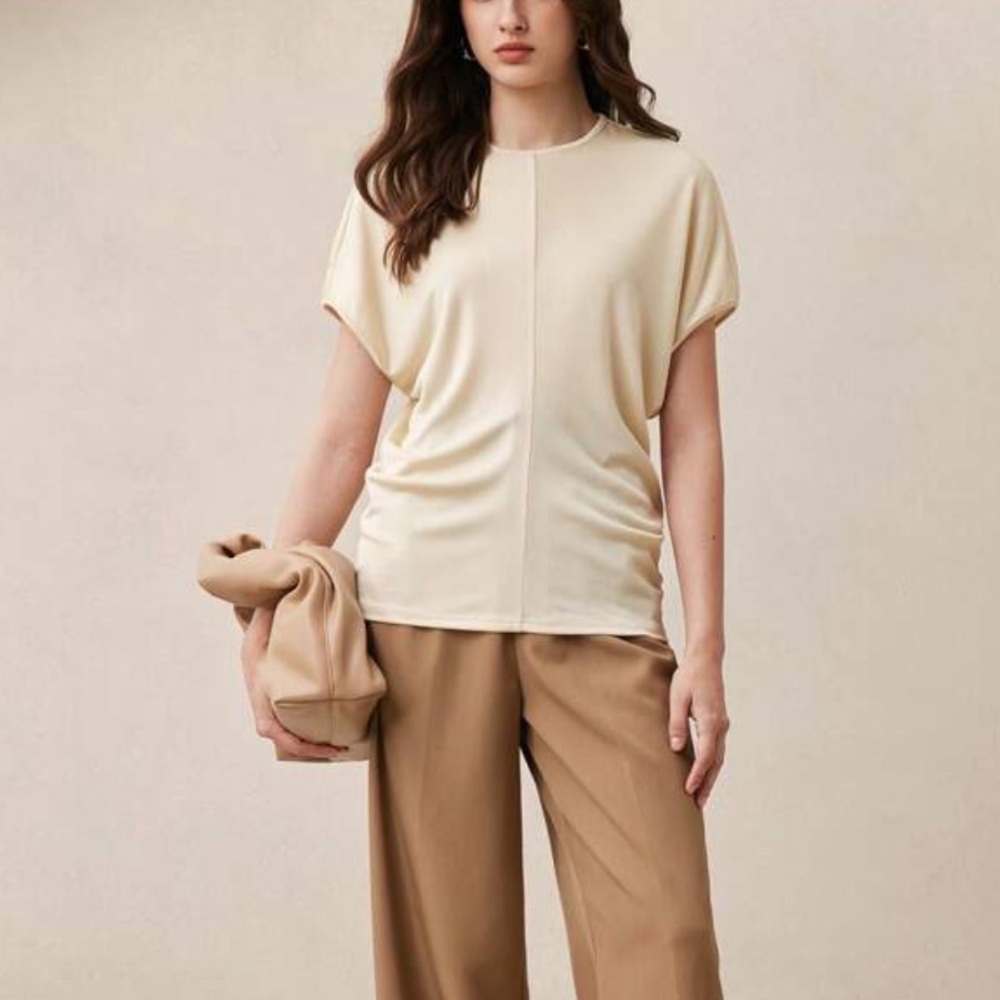 Cream ivory ruched top - Picture 2 of 7